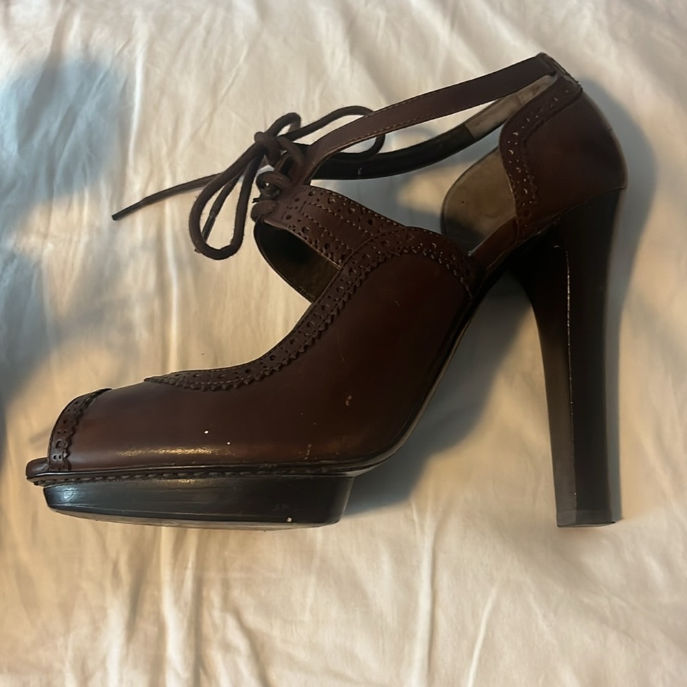 Ralph Lauren Purple Label Brown Heels - Picture 3 of 4